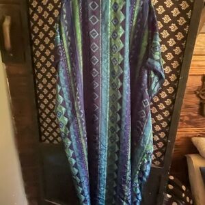 Elegant High Low Dress in Blue and Green